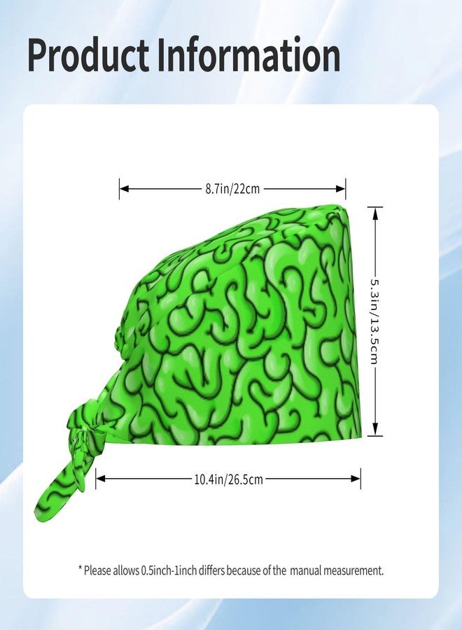 KKRMTUG Cartoon Zombie Brain Scrub Caps for Women Men, Funny Halloween Working Cap with Sweatband Adjustable Scrub Hats, Fashion Breathable Surgical Cap - Image 5